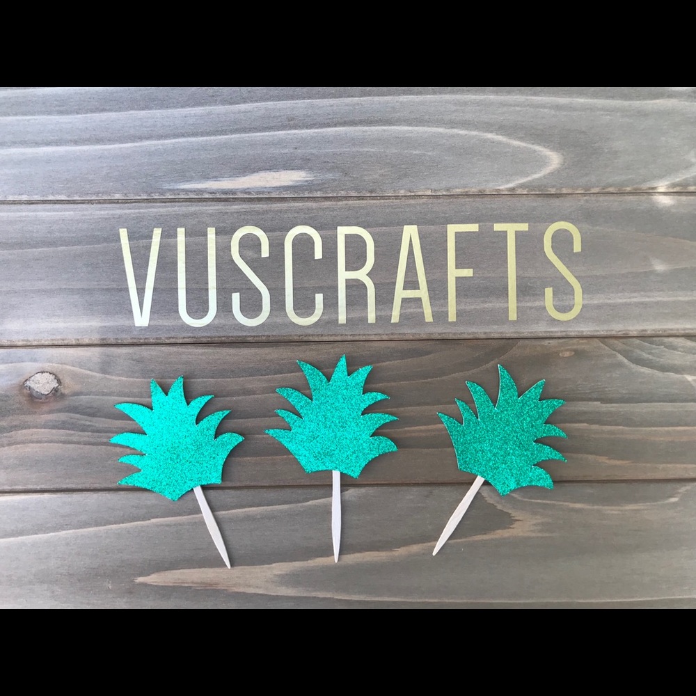 12 pineapple cupcake toppers